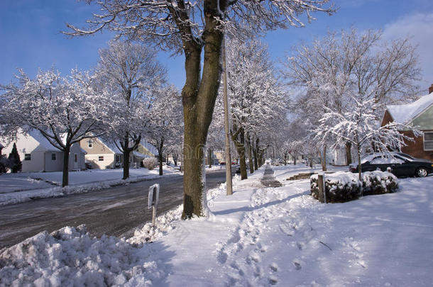 冬天的城市，房子，房子，邻居的雪