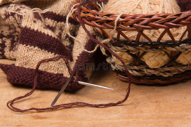 编织针和篮子