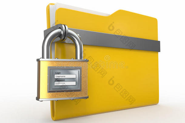 安全文件夹。带登录和密码的挂锁