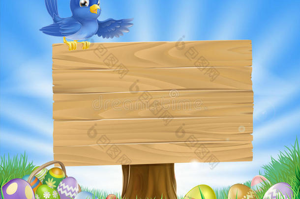 蓝鸟复活节卡通背景