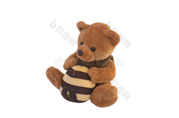 抱着蜜蜂房子的泰迪熊