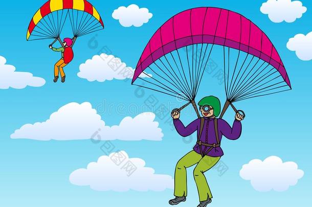 天空中的两个<strong>滑翔伞</strong>