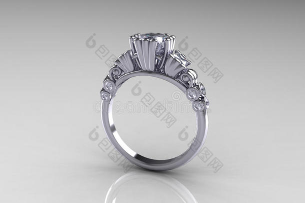钻石白金现代古董订婚戒指