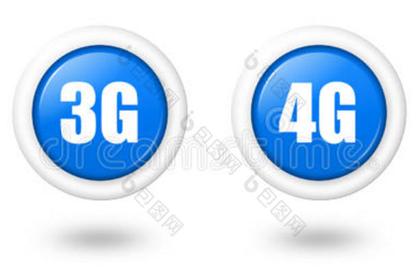 蓝色lte、4g、3g和gsm电信图标se