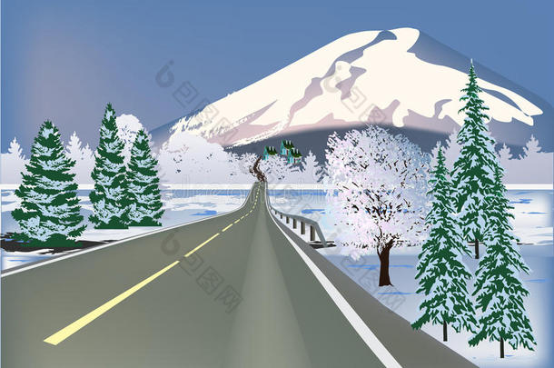 雪山之路插画