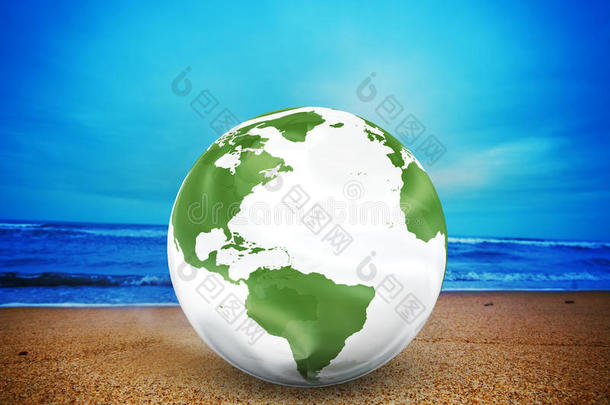 海滩上的行星<strong>地球模型</strong>