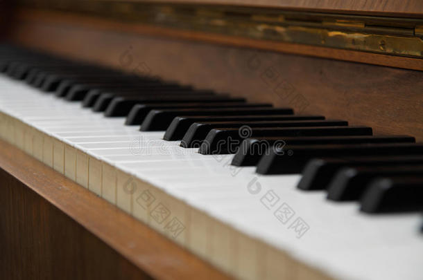 <strong>古董钢琴</strong>钥匙特写。