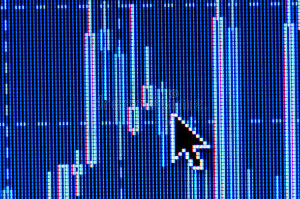 股票图表上的计算机鼠标指针