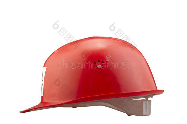 红色塑料安全消防员头盔
