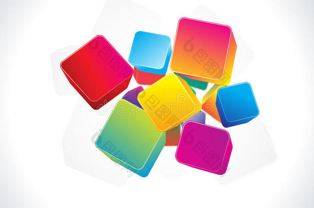抽象彩色三维盒背景