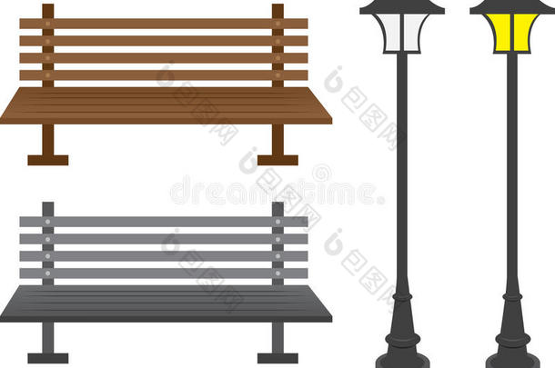 长凳和灯柱