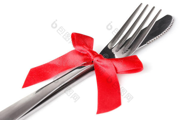 <strong>餐具</strong>-一把叉和刀叠在一起