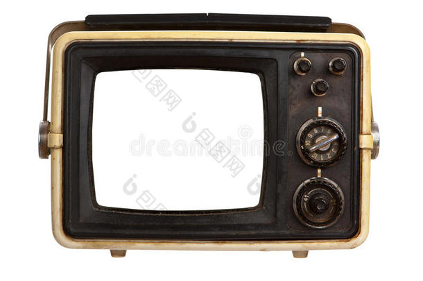 旧的带黑屏的便携式电视接收器