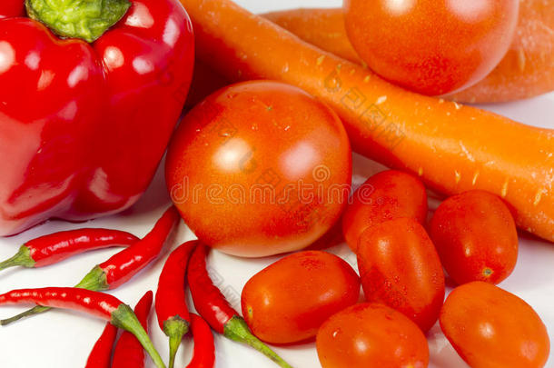 胡椒、胡<strong>萝卜</strong>、<strong>西红柿</strong>、甜<strong>西红柿</strong>和韭菜