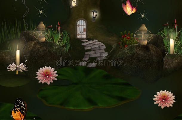 魔法池塘和精灵之家