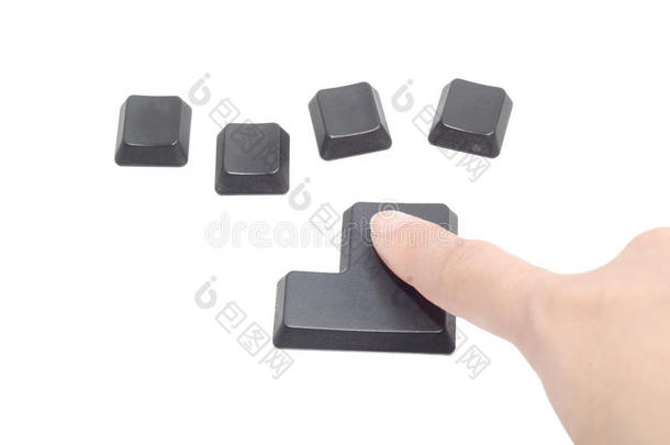 4个带手指的黑色电脑按钮