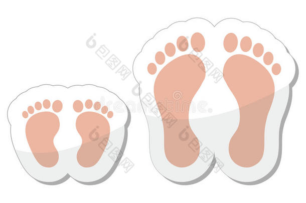脚印图标-婴儿、儿童和成人
