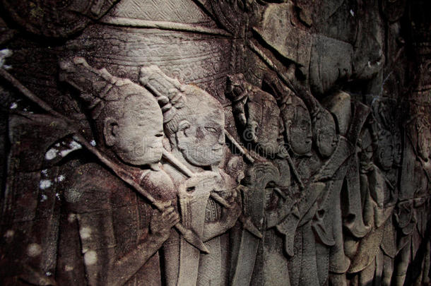柬埔寨吴哥窟高棉石刻