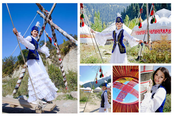 哈萨克族传统服饰美女