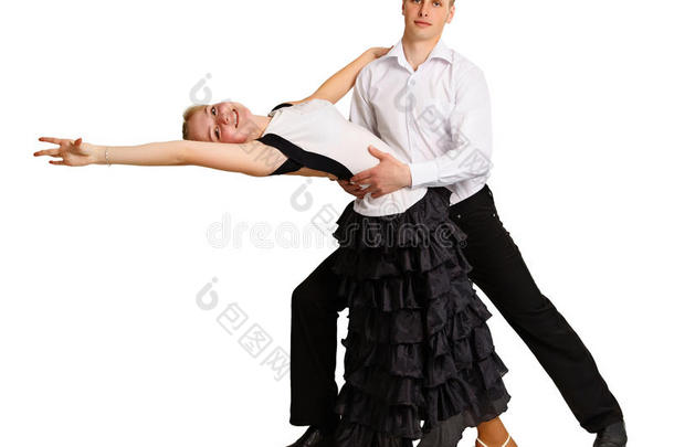 男青年和女青年跳交谊舞