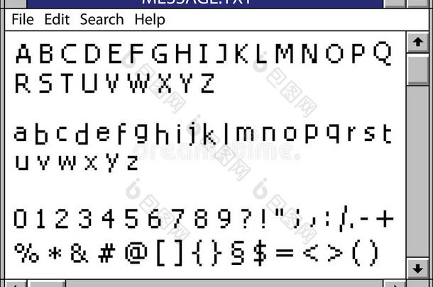 <strong>怀旧</strong>窗口-像素<strong>字体</strong>字母表