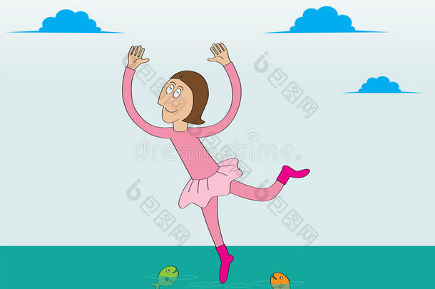 芭蕾舞演员-在水上跳舞