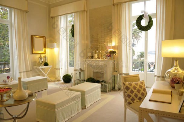 舒适的客厅、客厅、宾客接待处、金色家园