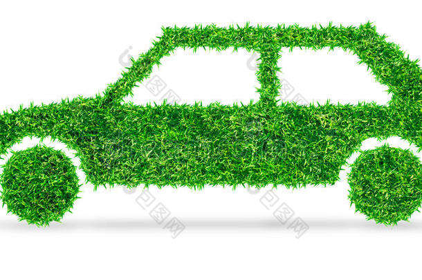 草地上的绿色汽车标志