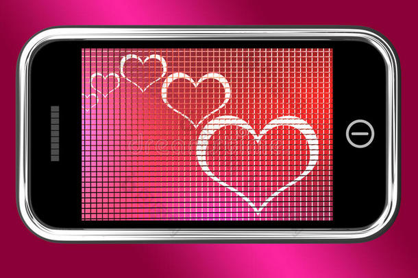 手机上的红心表示爱和在线约会