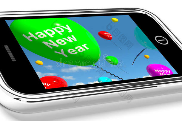手机屏幕上显示新年快乐信息