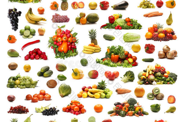各种水果和蔬菜的拼图