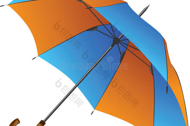 白底<strong>蓝橙</strong>色雨伞