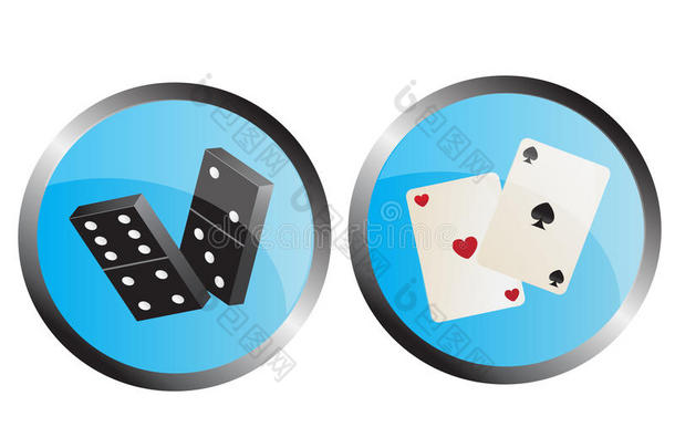 描绘多米诺骨牌和扑克牌的图标