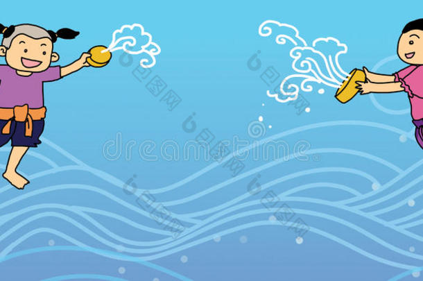 泰国新年歌谣水上节插画