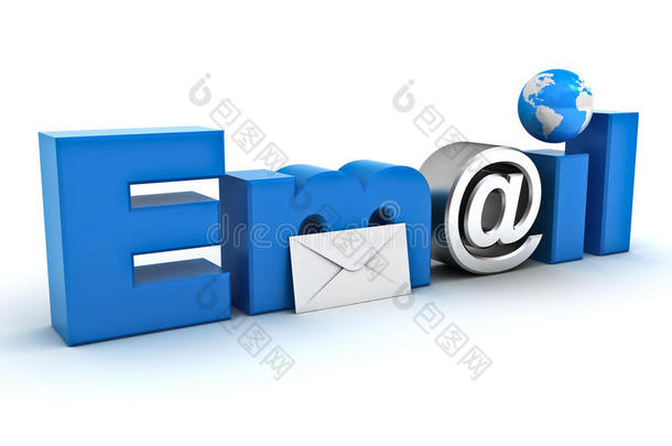 电子邮件概念，带信封的word电子邮件，全球地图