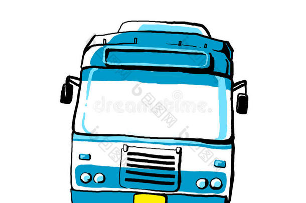 蓝色巴士插图