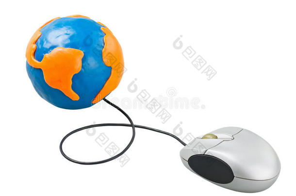 电脑鼠标连接到地球仪