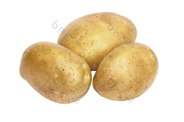 三个新鲜洗净的土豆