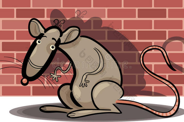 砖墙上的卡通老鼠