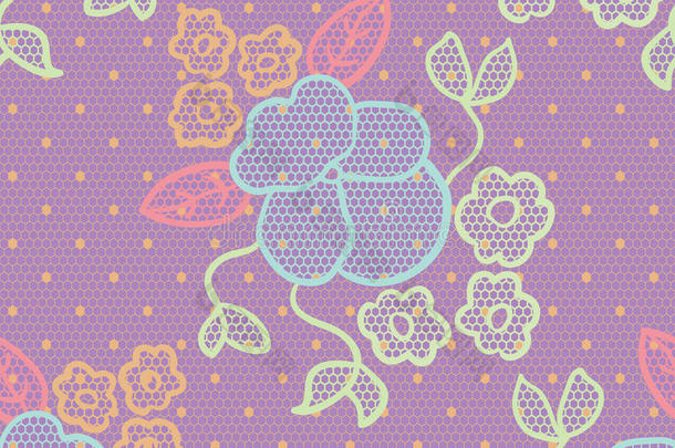 紫罗兰花边矢量织物无缝图案