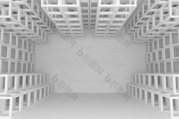 抽象白色方形桁架墙