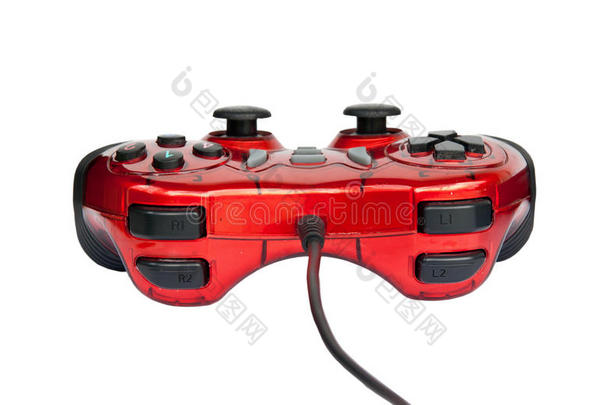 红色操纵杆游戏控制器。