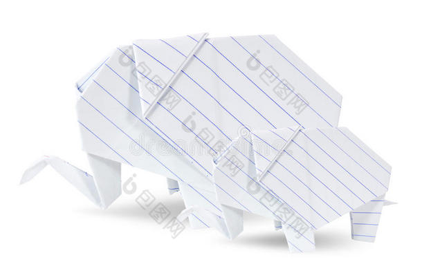 两张折纸大象白色回收纸
