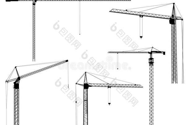建筑起重机塔架的矢量轮廓。