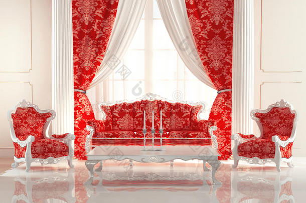 旧皇室内部的巴洛克式沙发和扶手椅