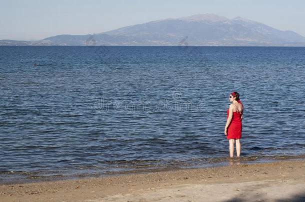 海边的女人。