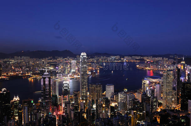 维多利亚港，香港夜景