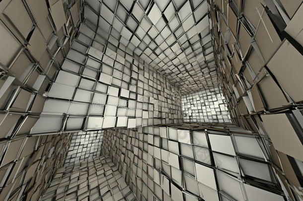 三维未来派瓷砖马赛克迷宫内部