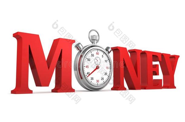 带秒表的时间-金钱概念红字