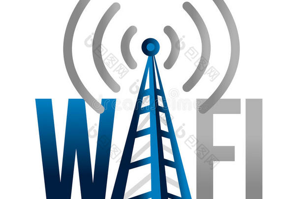 wi-fi塔台插画设计标牌